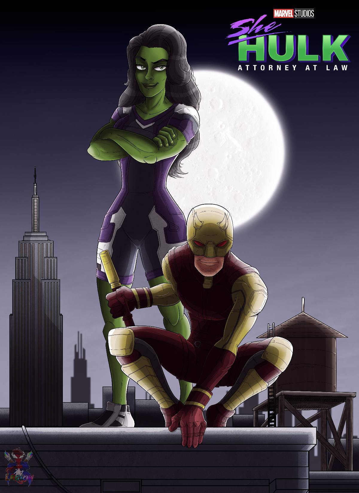 She Legion She-Hulk FanArt piece featuring Daredevil by TheArt-Legion on DeviantArt