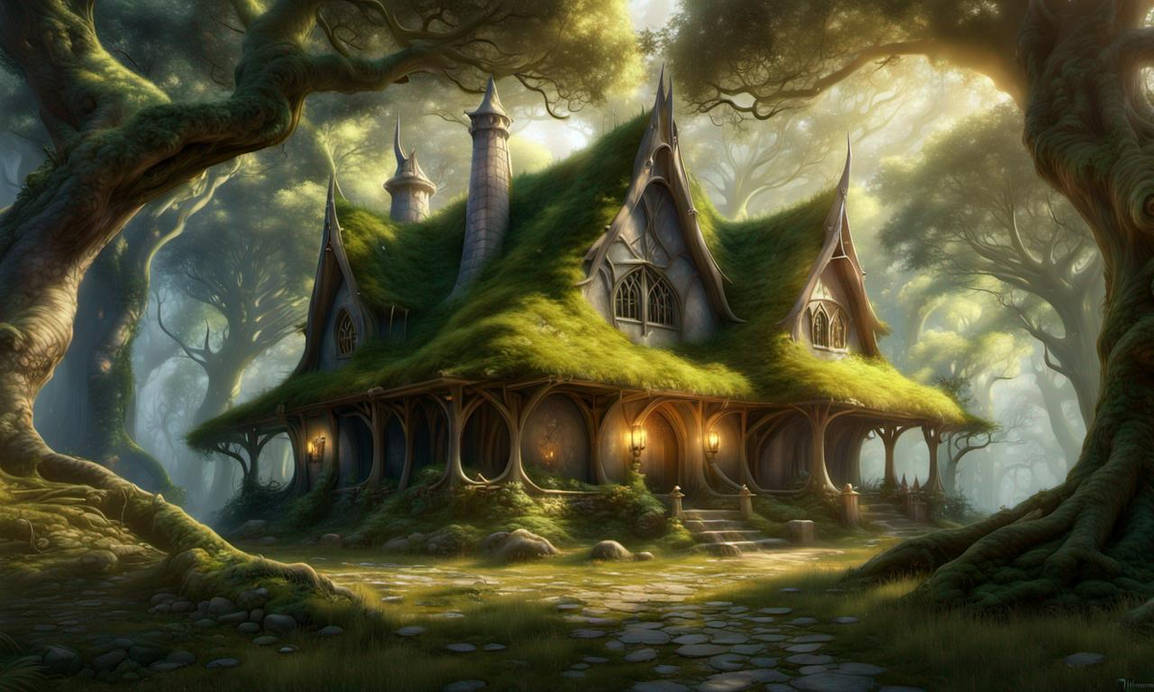 Elven Rooftop Elven home in an enchanted forest by artphilia247 on DeviantArt