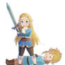 Chibi Zelda protecting link