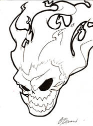 Flaming skull