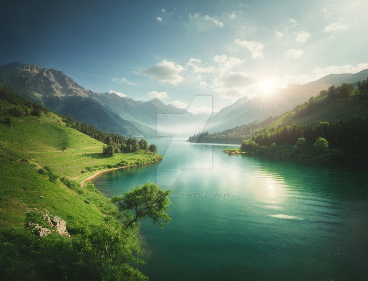 Serene Lake: Peaceful Wallpaper by oilandcanvas on DeviantArt