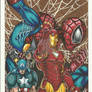 Spider-Man, Iron man, Captain America and Wolverin