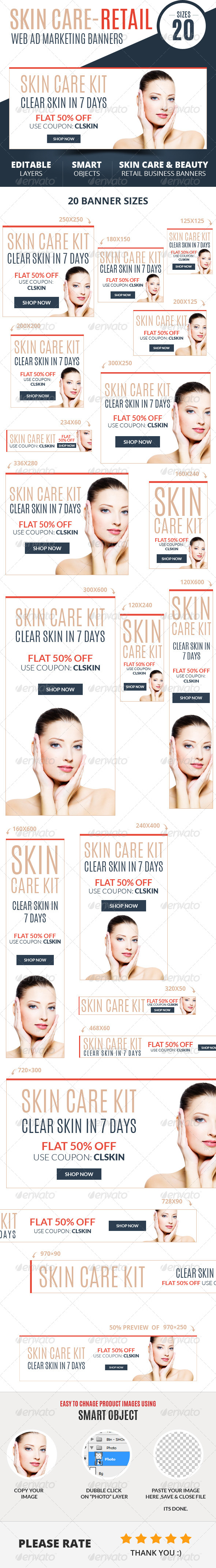 Skin Care Retail Web Ad Marketing Banners