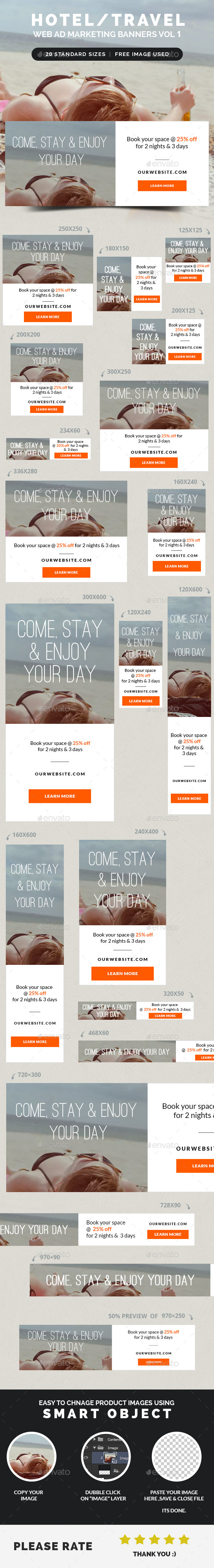 Hotel / Travel Web Ad Marketing Banners Vol 1