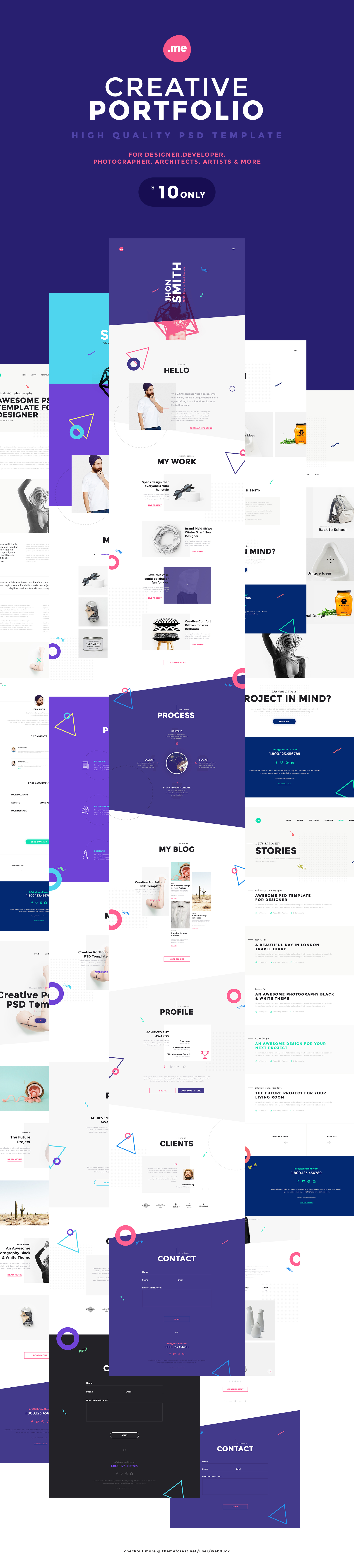 Me Creative Portfolio and  Resume/ CV PSD Template