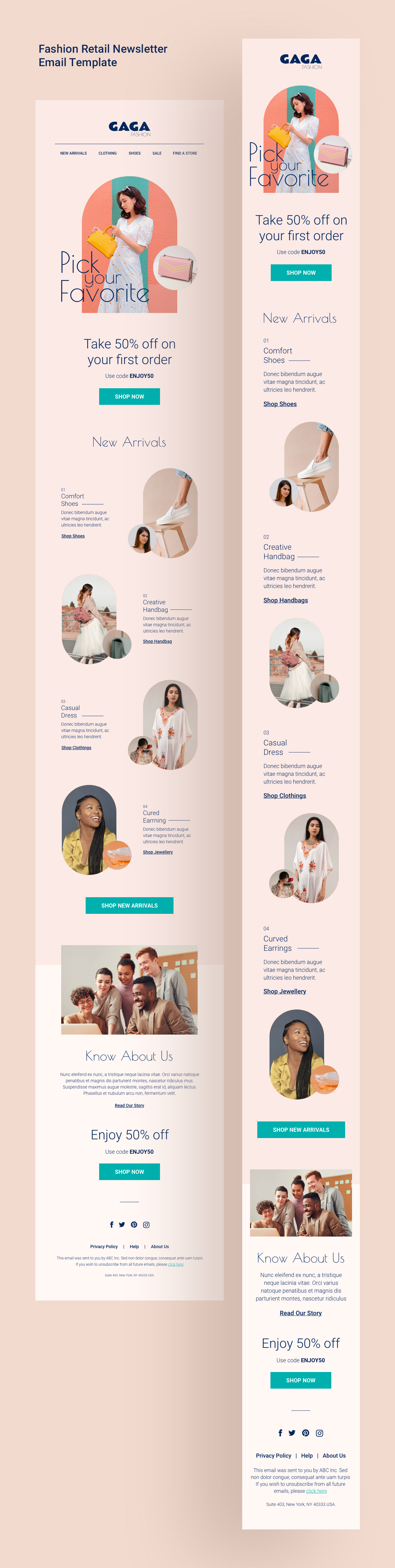 GAGA - Fashion Retail Newsletter Email Template by webduckdesign, visual art