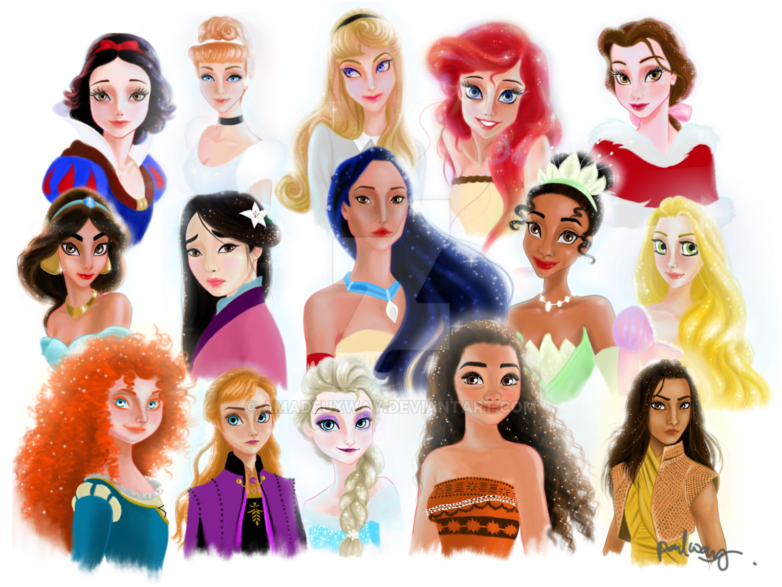 Random Princess Disney Princess Portraits by AmadeuxWay on DeviantArt