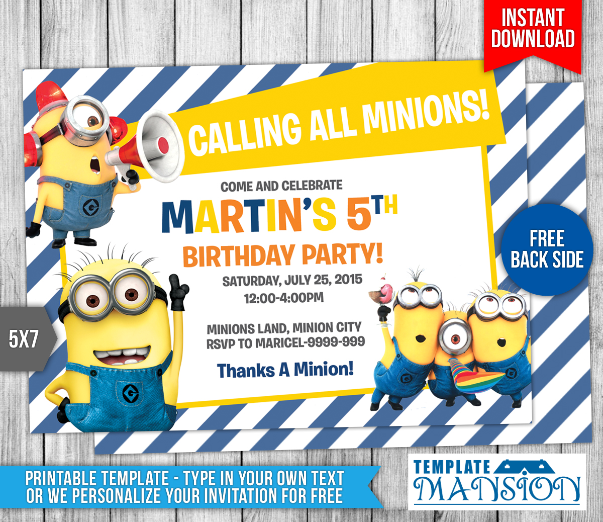 Boys Birthday Invite Minion Birthday Invitation Minion Invitation Girls Birthday Invite