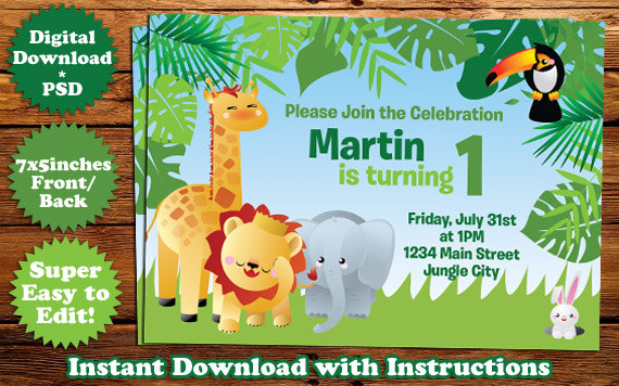 Safari Animals Birthday Invitation Template #1 by templatemansion on  DeviantArt