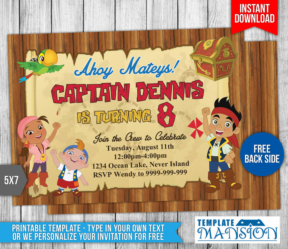 Jake and the NeverLand Pirates Invitation #2 by templatemansion