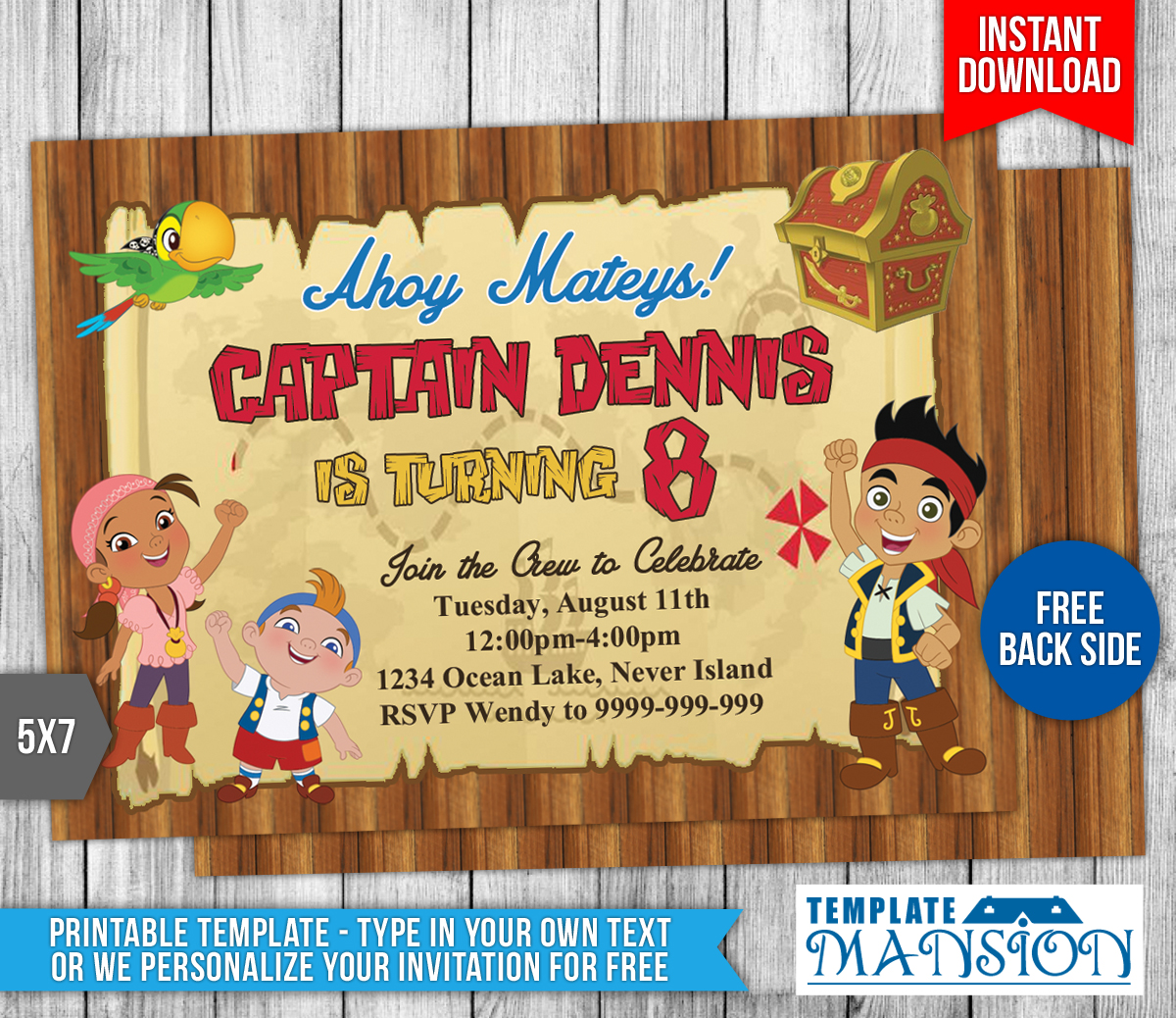 Jake and the NeverLand Pirates Invitation #2 by templatemansion