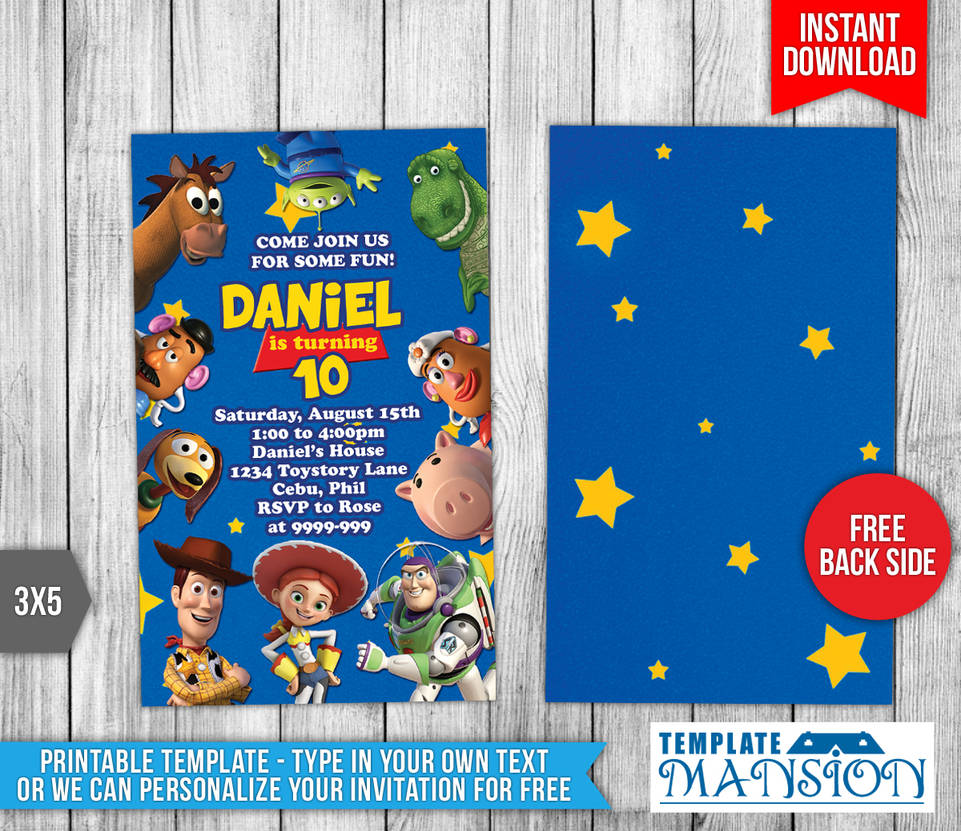 Toy Story Birthday Invitation,Toy Story Invitation Card,Toy Story Birthday  Party,Invitation with photo,Editable-Printable Digital File