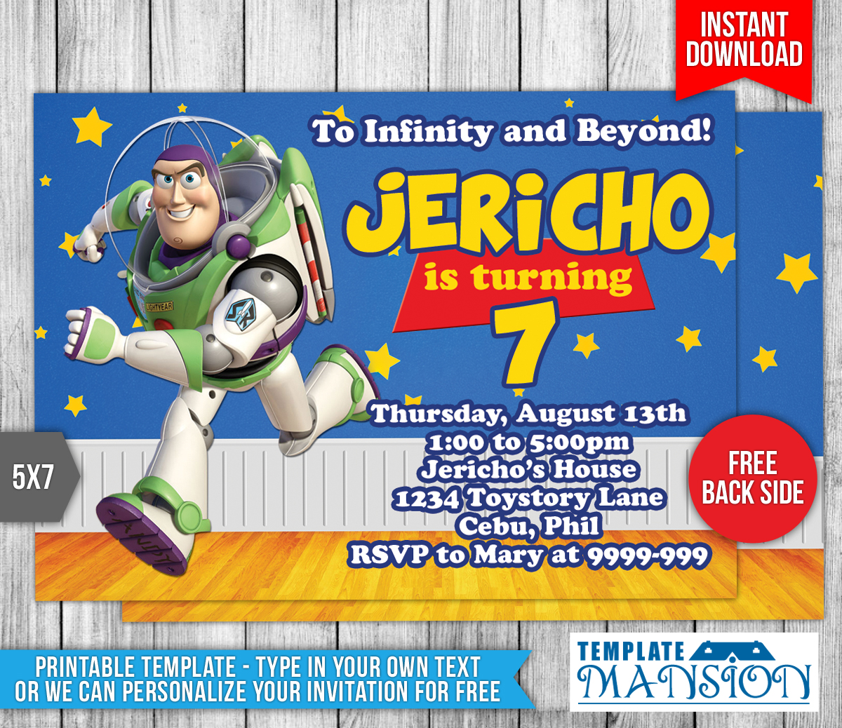 Buzz Lightyear Toy Story Birthday Invitation by templatemansion on