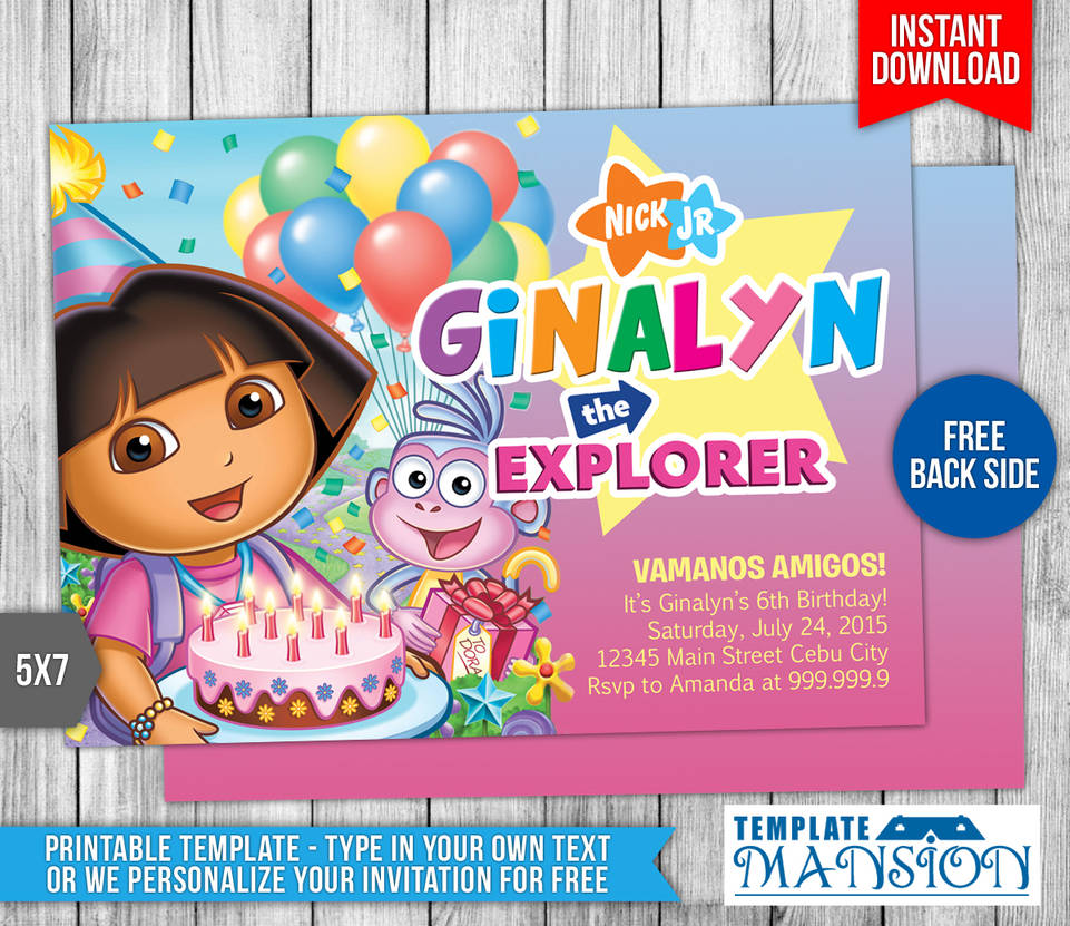 Dora the Explorer Birthday Invitation #3 by templatemansion on DeviantArt Dora the Explorer Birthday Invitation #3 by templatemansion on DeviantArt