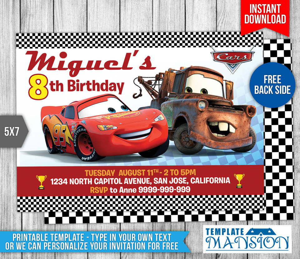 Disney Cars Birthday Invitation Template