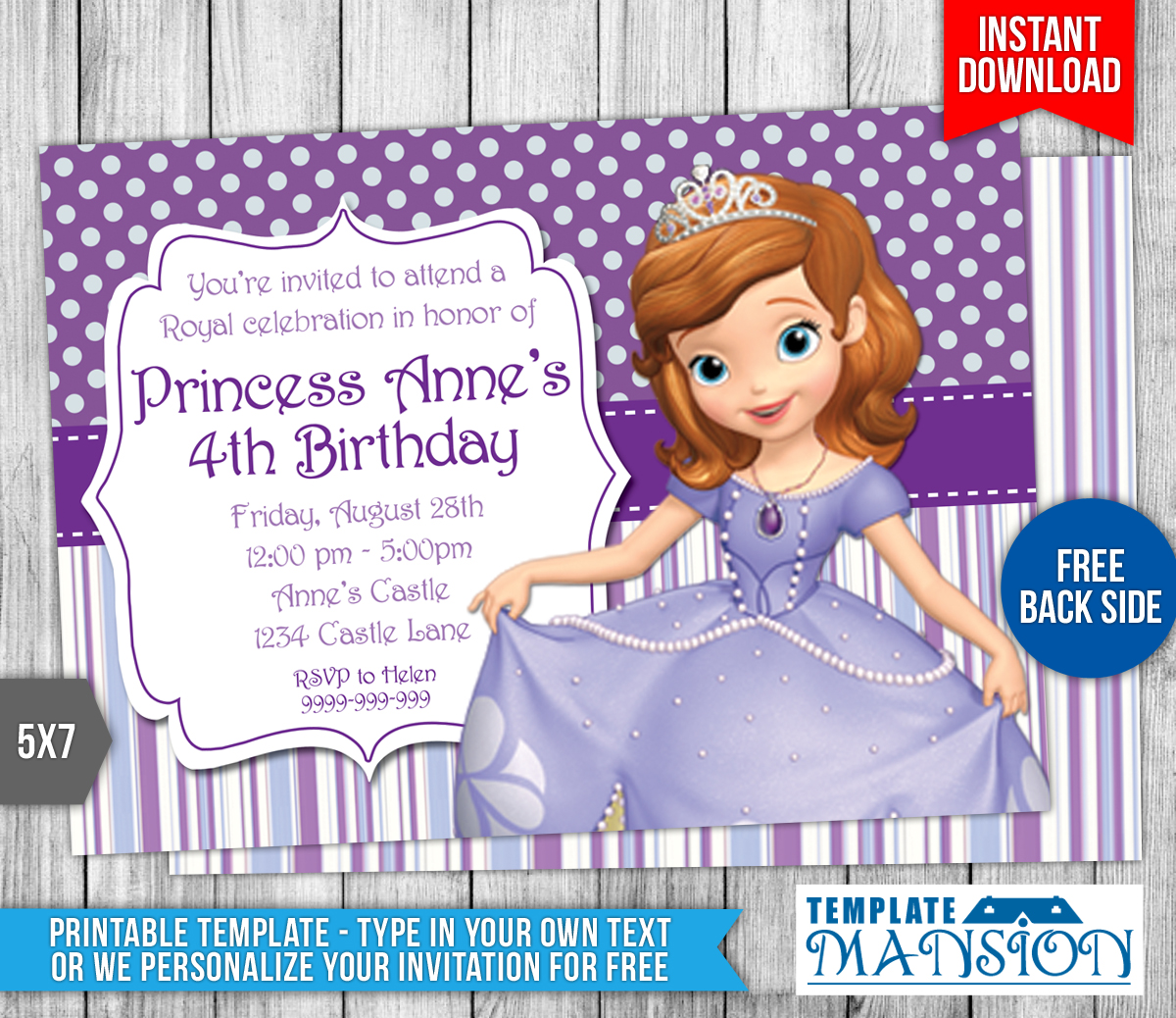 pix Birthday Templates For Sofia The First Download sofia the first birthday invitation 3