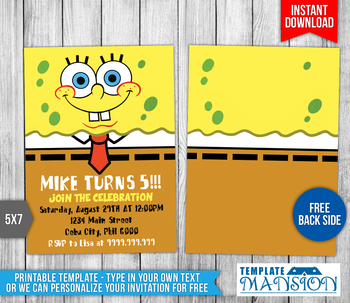 Spongebob Squarepants Invitation Templates