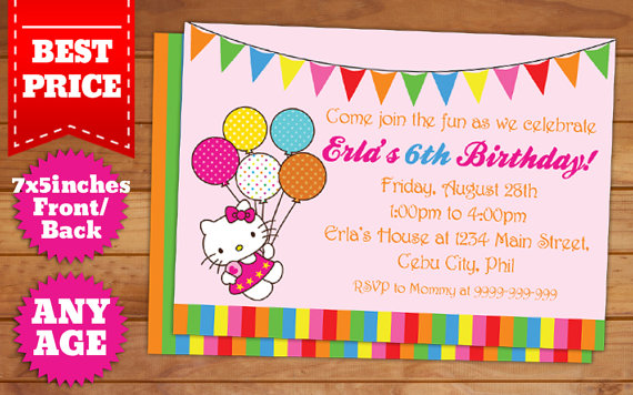 Hello Kitty Birthday Invitation Template #3