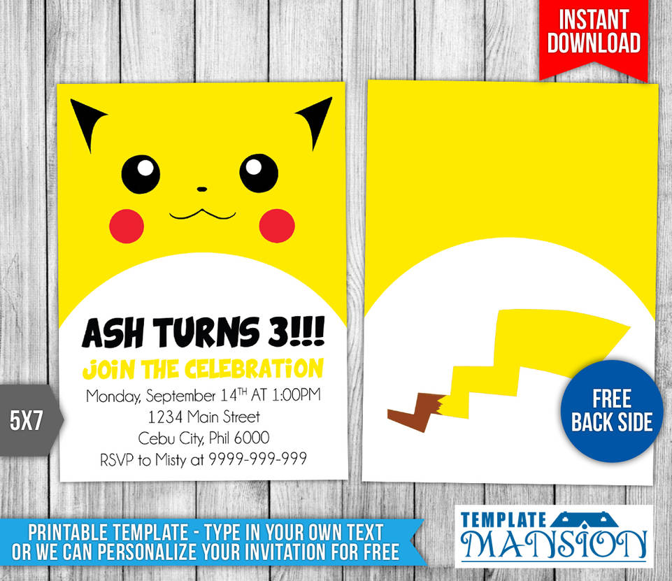 Pikachu Pokemon Birthday Invitation Template by templatemansion on DeviantArt pikachu-pokemon-birthday-invitation-template-by-templatemansion-on-deviantart