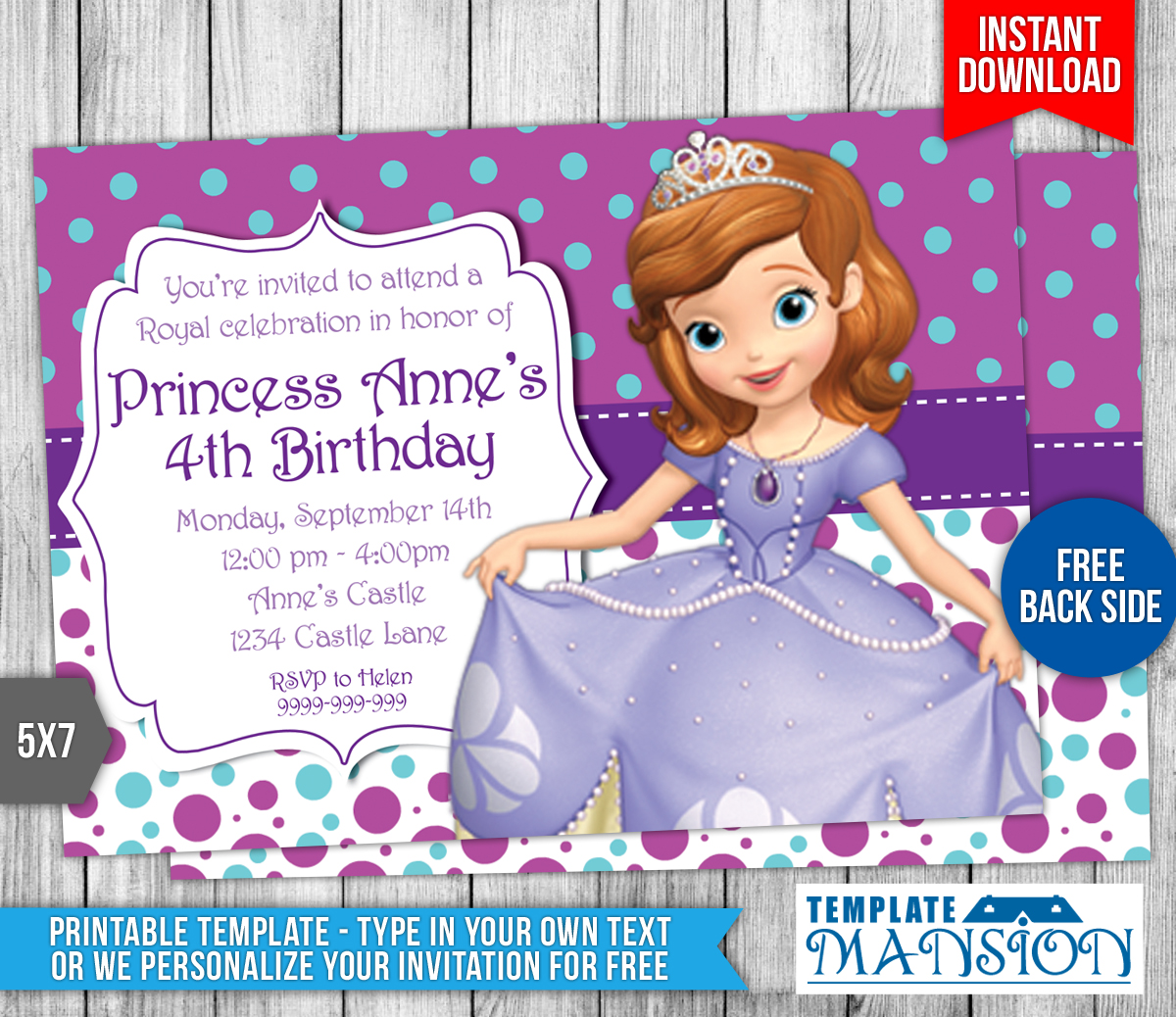 Sofia the First Birthday Invitation #22 by templatemansion on For First Birthday Invitation Card Template
