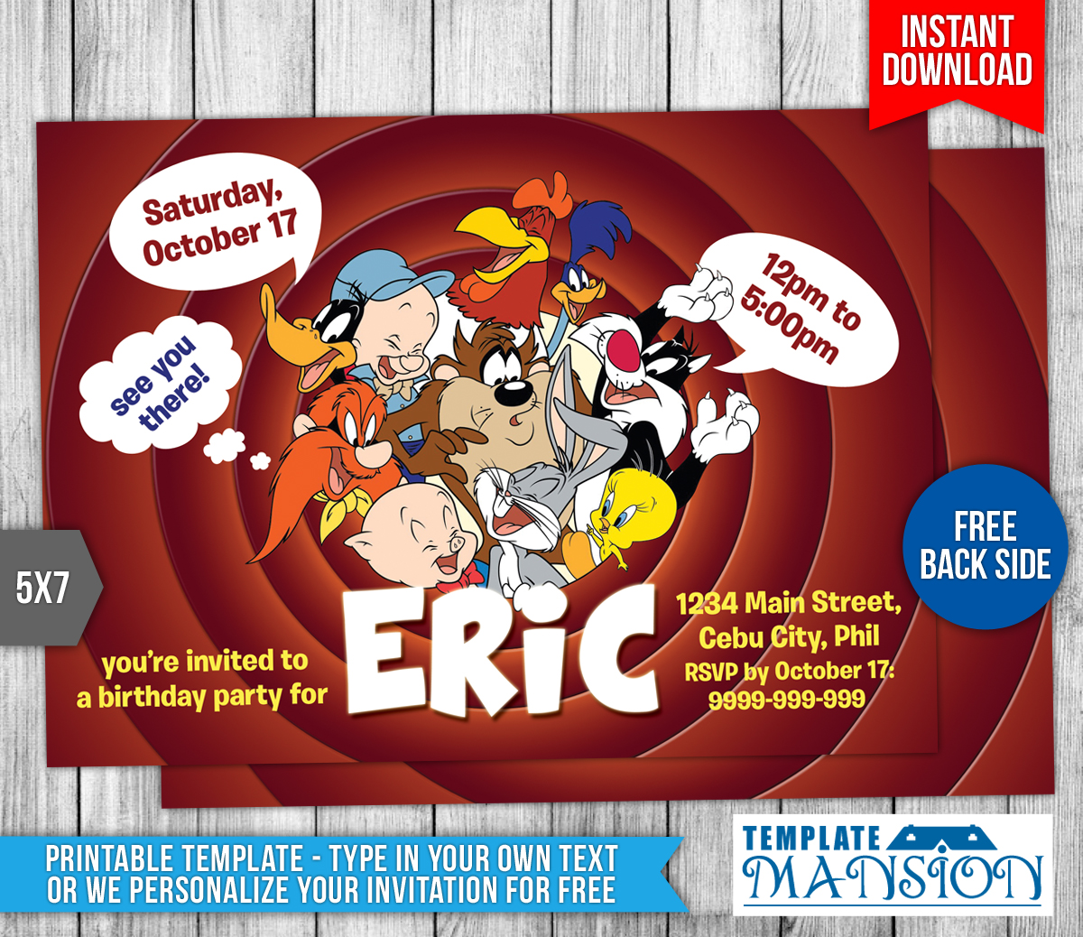 Looney Tunes Birthday Invitation Template 1 By Templatemansion On