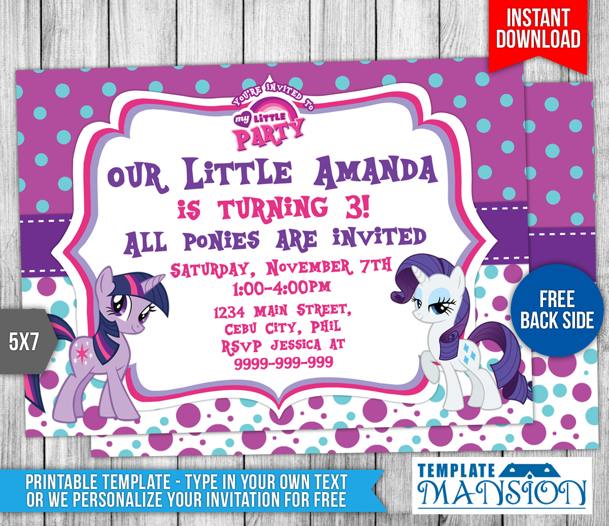 My Little Pony Birthday Invitation Template #1 by templatemansion on
