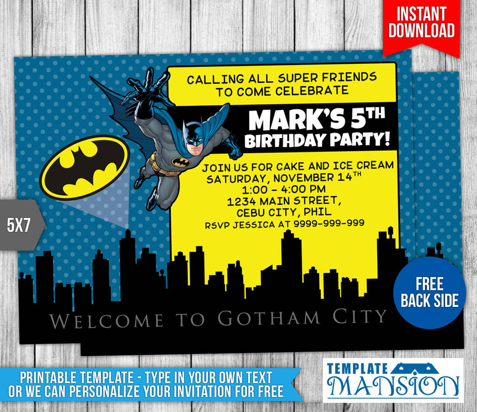 Batman Birthday Invitation w/ FREE Thank You Card by templatemansion on DeviantArt batman-birthday-invitation-w-free-thank-you-card-by-templatemansion-on-deviantart