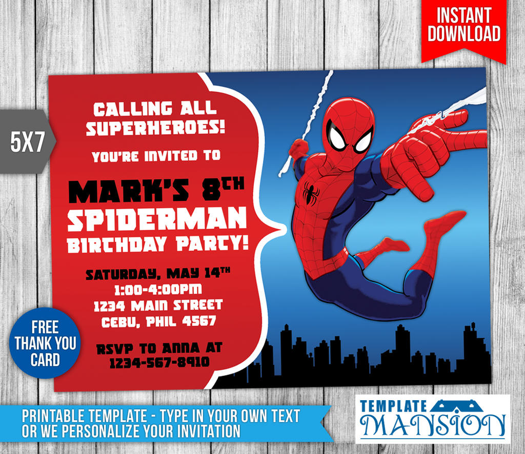 Spider Man Birthday Invitation Template Online Spider Man Birthday
