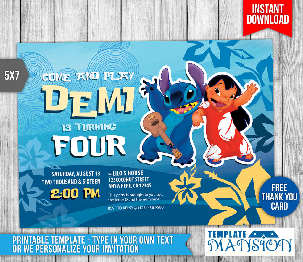 Lilo and Stitch Invitation Birthday Invitation by templatemansion on Lilo and Stitch Invitation Birthday Invitation by templatemansion on