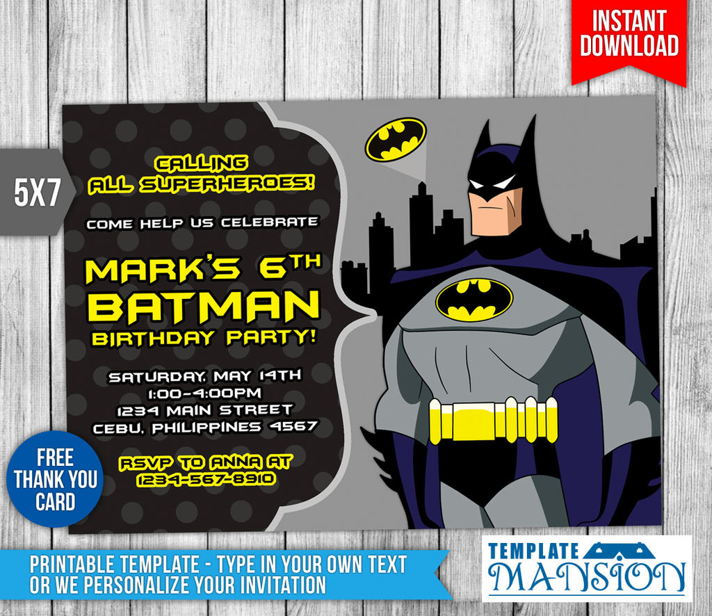 Batman Invitation, Batman Birthday Invitation, PSD by templatemansion