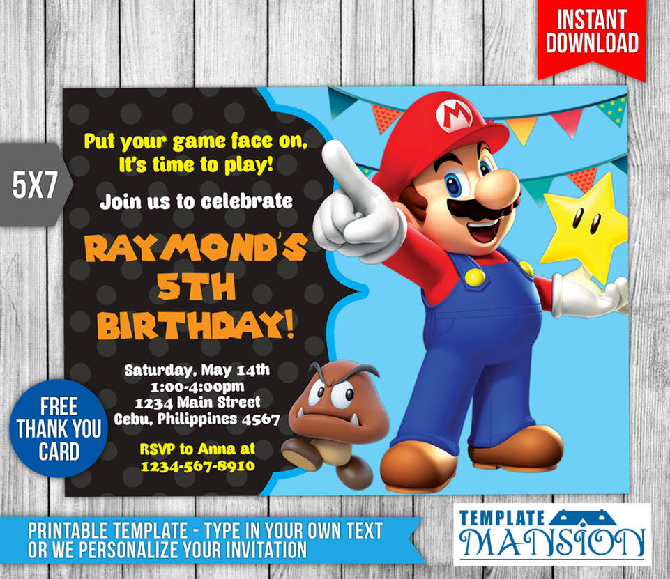 Super Mario Invitation, Birthday Invitation, PSD by templatemansion on DeviantArt