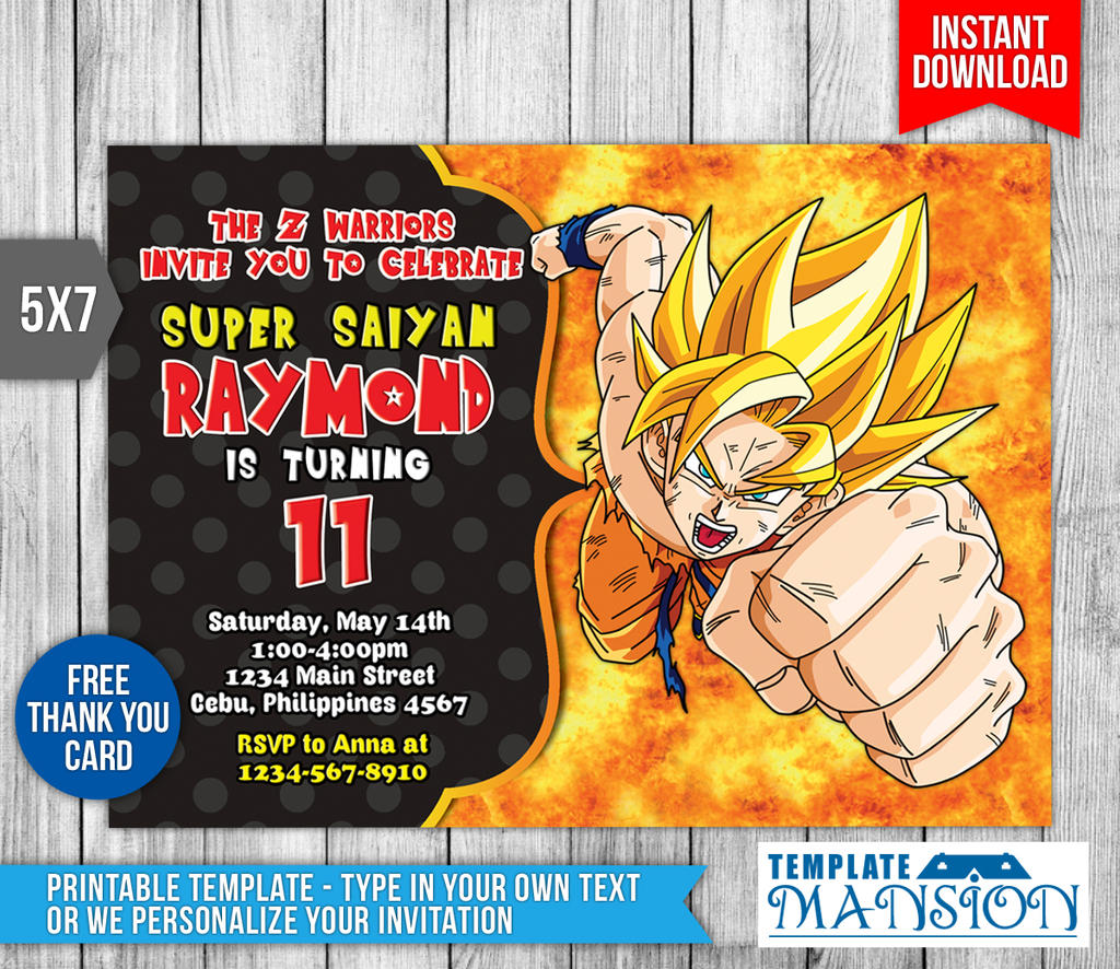Dragon Ball Z Invitation Birthday Invitation PSD by templatemansion Dragon Ball Z Invitation Birthday Invitation PSD by templatemansion