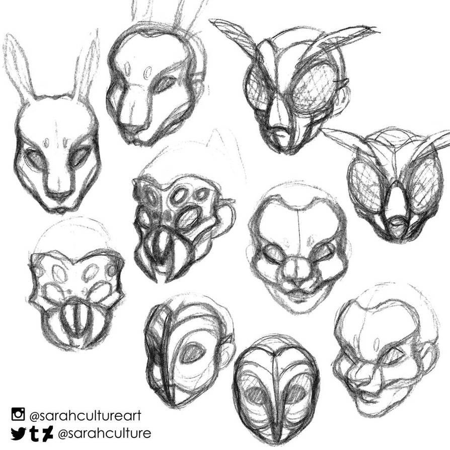 Animal Mask Reference Animal Mask Sketchdump by SarahCulture on DeviantArt