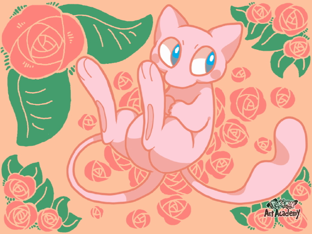 mew with flowers