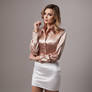 Satin Blouse Skirt Secretary