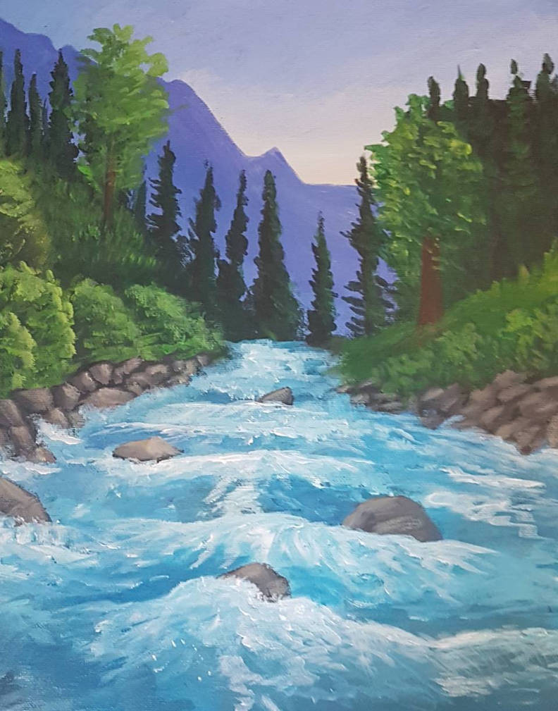 Watercolor painting of Riverside Landscape Scenery by LearnFineArt on  DeviantArt