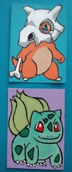 Pokemon ATCs of Cubone and Bulbasaur