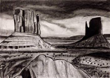 A desert in charcoal