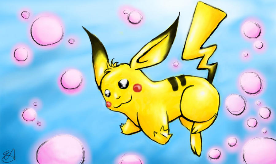 Pikachu and Bubbles