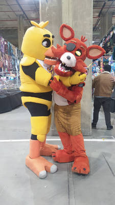 Chica and Foxy Hugging