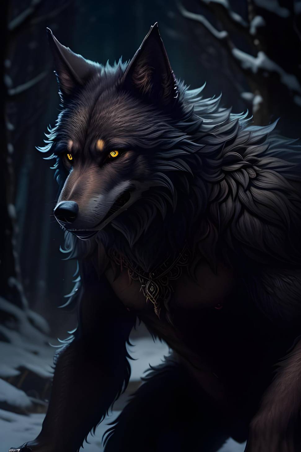 Premium AI Image  The dark night of the werewolf