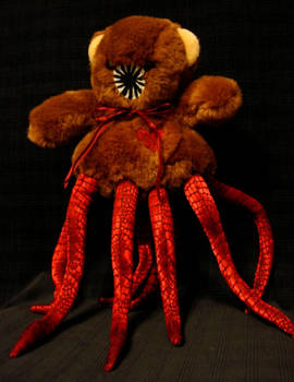 Teddy Bear Monster- Brown with Red Tentacles