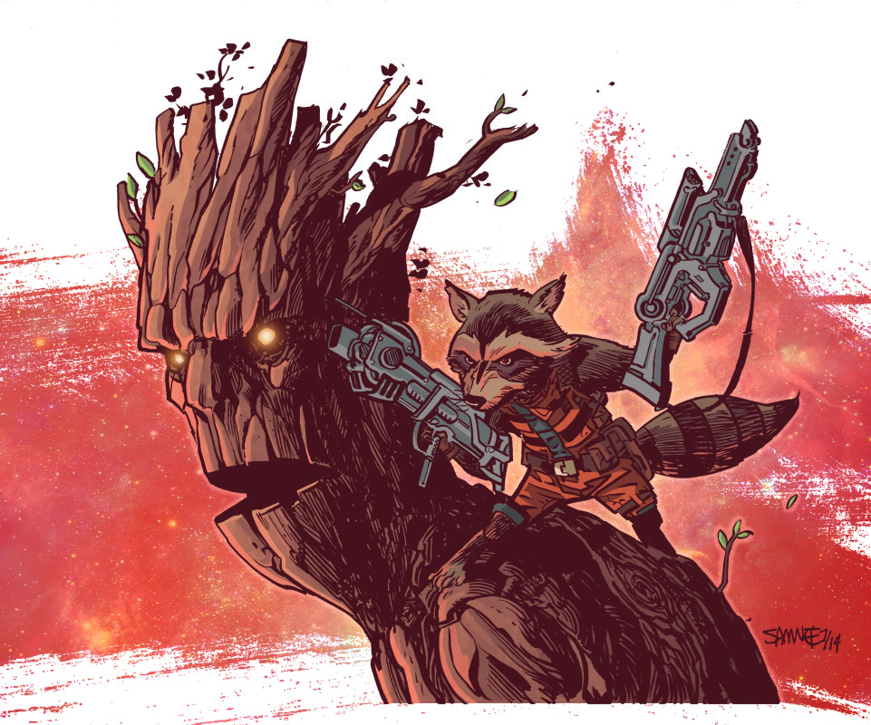 Rocket and Groot color warm up