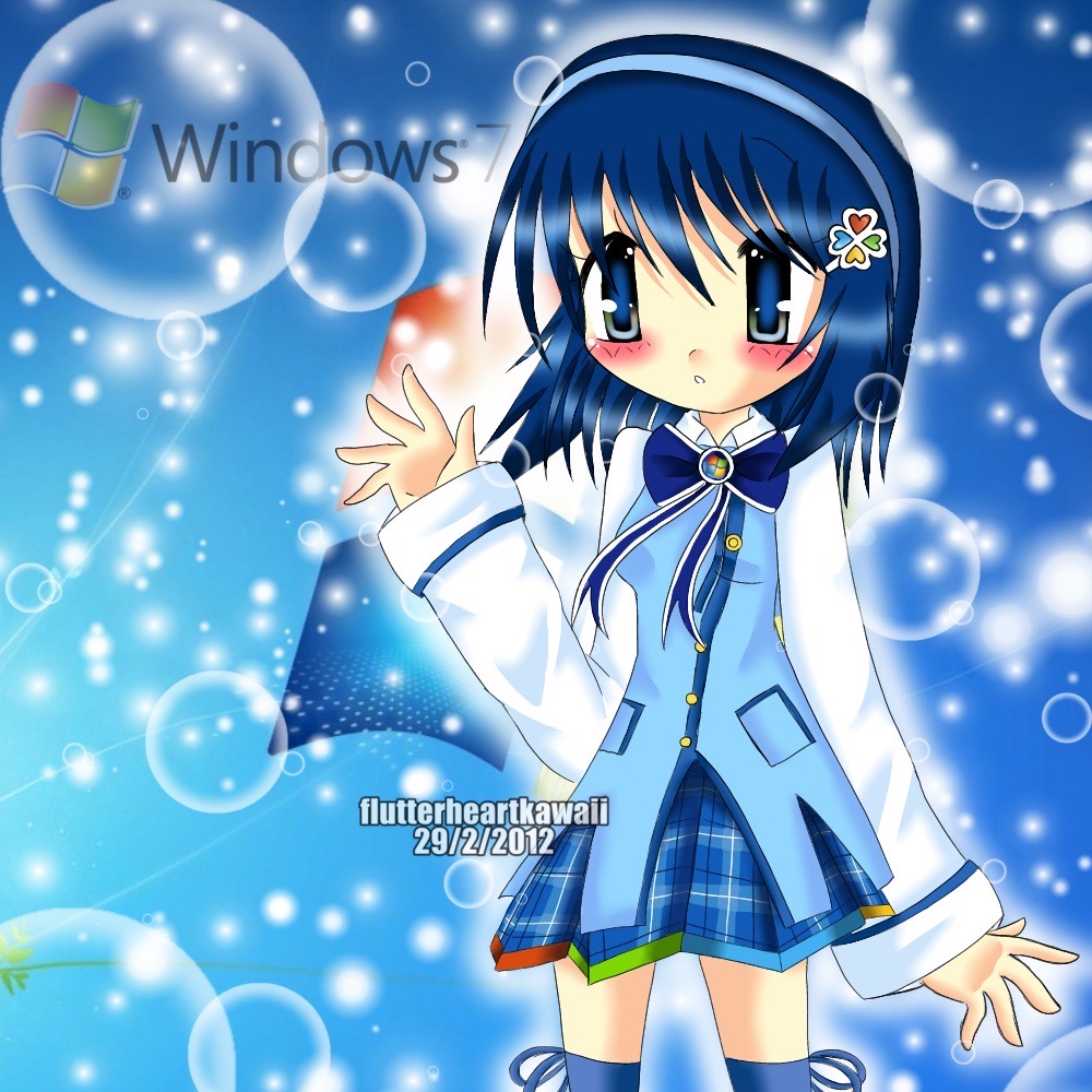 Windows 7 OS-tan (fanart!!:3) by flutterheartkawaii on DeviantArt