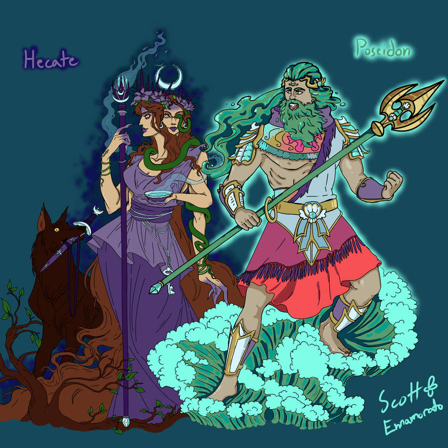 Teidees Deviantart Hecate and Poseidon, Gods of Witchcraft and Tides by ChangelingStudios ...