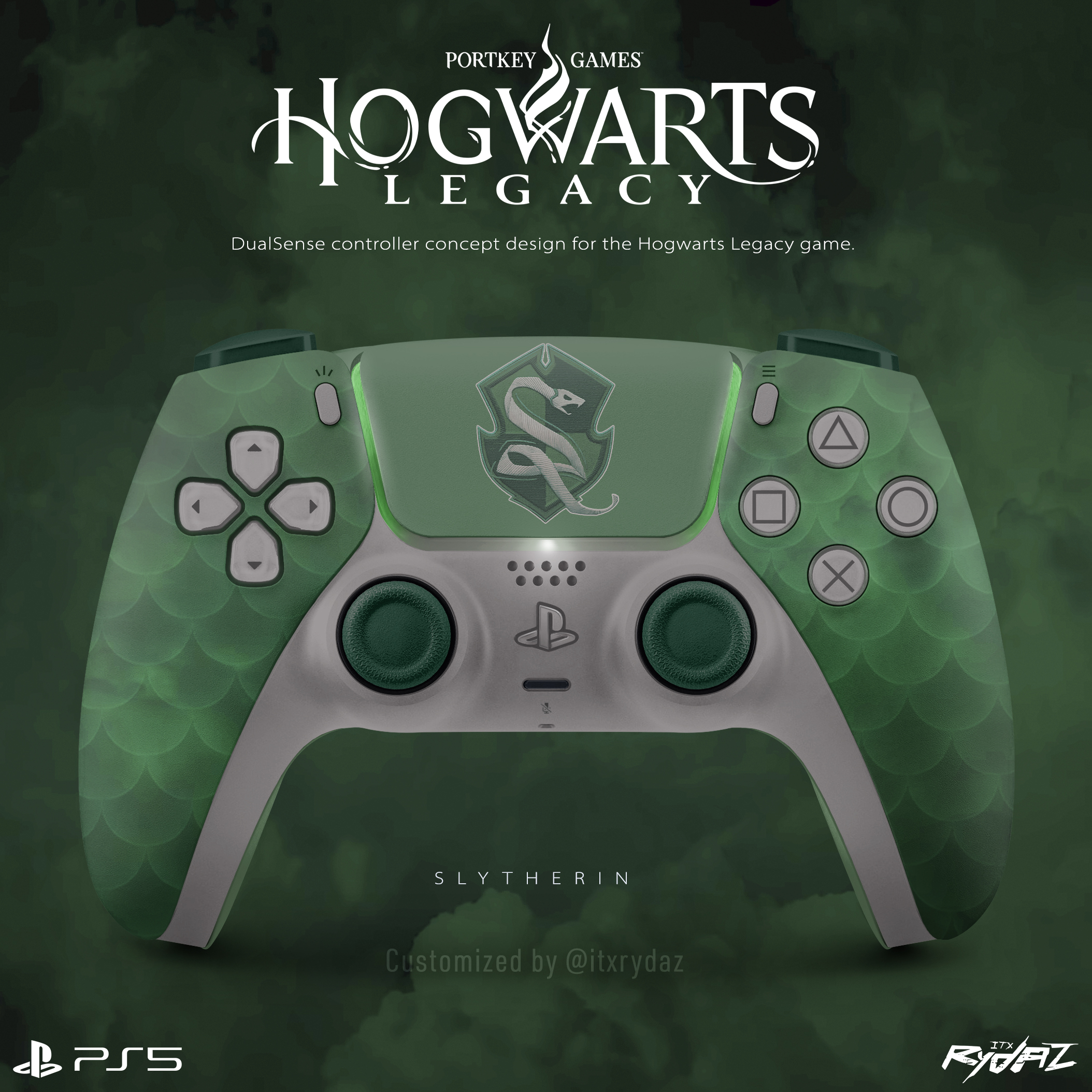 PS5 DualSense | Hogwarts Legacy Slytherin Edition by itxRydaz on DeviantArt