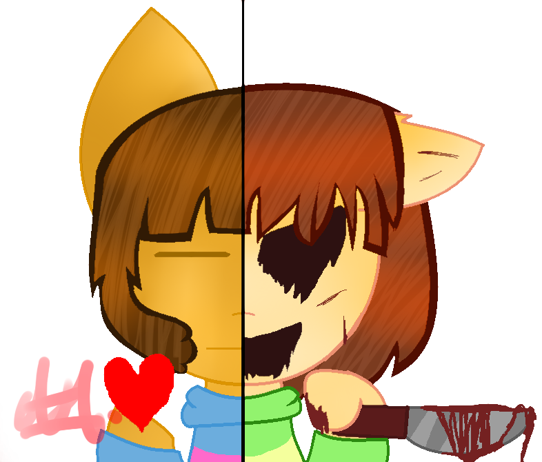Frisk and Chara SIDE Vector w/ signature by AlbinoArtz123 on DeviantArt