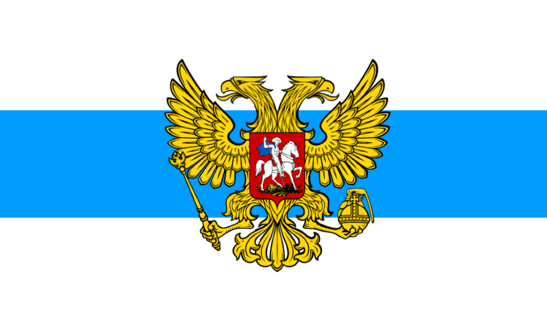 Free Russia flag+Gold Russian State coat of arms by CTGonYT on