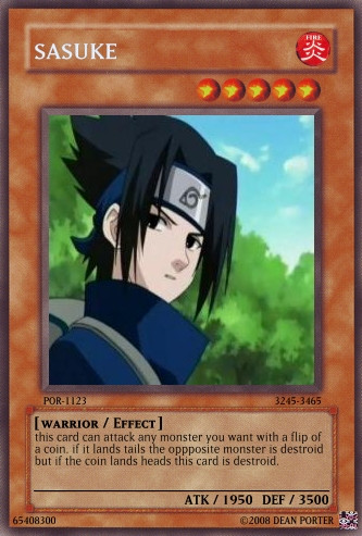 sasuke yugioh card Ninja Grandmaster SD5-EN015 Yu-Gi-Oh! If you call it right Atem to Sasuke if they