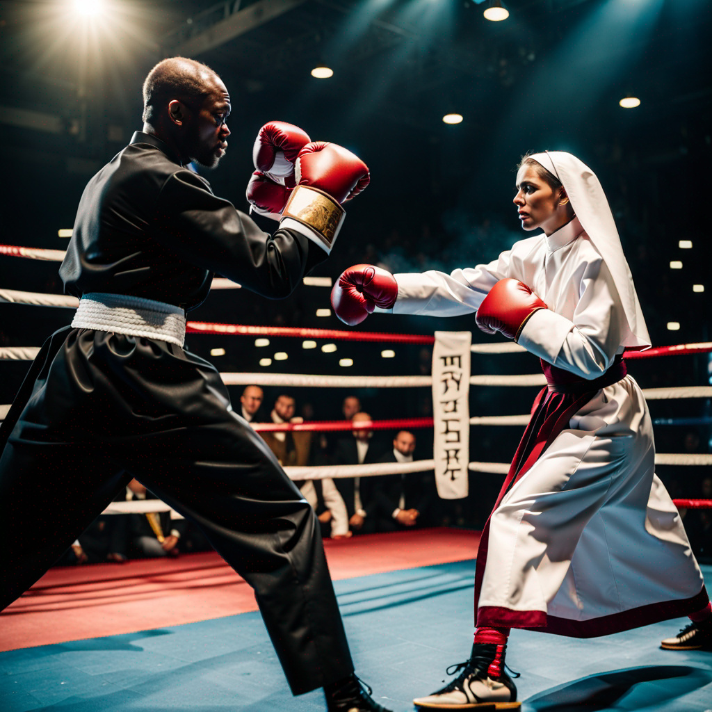 Young nun fights priest in boxing match by saieta on DeviantArt